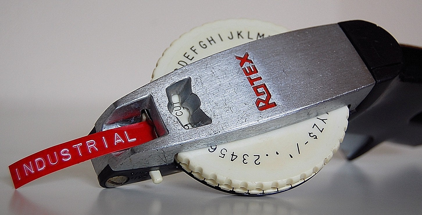 Retro Industrial ROTEX label maker in Silver Black