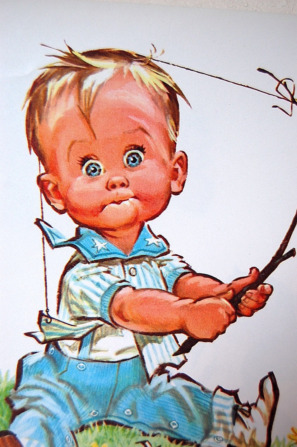 Download Vintage Retro Baby Boy Toddler Fishing Print 1962 Pete Hawley