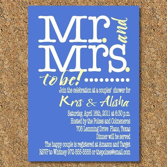 Items similar to Mr. and Mrs. Couples Shower Invitation - I Design, You ...