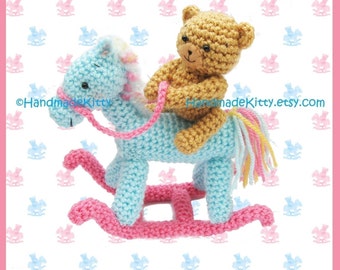 Bear on a Rocking Horse Amigurumi PDF Crochet Pattern by HandmadeKitty