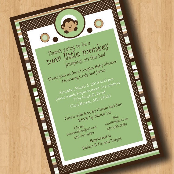New Little Monkey - Baby Shower Invitations - Digital Design Only Il_570xn