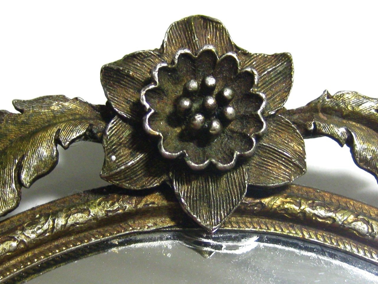 Vintage MATSON Gilded Floral Oval Mirror Vanity Tray