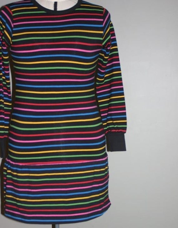 Items Similar To Rainbow Striped Vintage Mini Dress On Etsy 2856