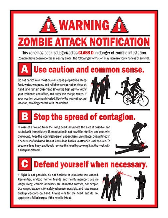 danger zombies changeable sign
