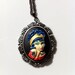 Hand Painted Tattoo Girl Cameo Pendant Necklace