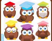 Graduation Owls digital clip art illustration set - students, grad, school, medal, prize, study- Personal and Commercial Use Clip Art Il_170x135