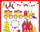 Christmas Joy - Christmas Tree, House, NorthPole Express, Stocking, Gift, Wreath, Sock, Decoration - Personal and Commercial Use Clipart Il_170x135