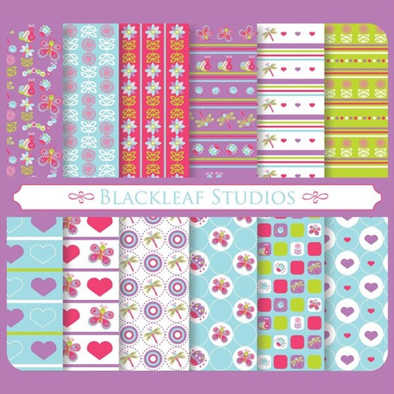 Love Bugs Valentine Digital Paper for Scrapbooking, Cards, Invites, Photographers, Crafts Il_570xn