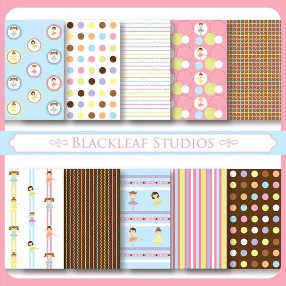 Ballerina Digital Paper for Scrapbooking, Cards, Invites, Photographers, Crafts Il_570xn
