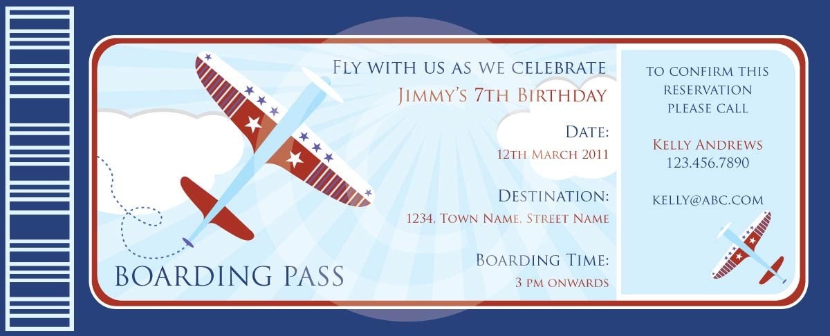 Airplane Birthday Invitation Template 1