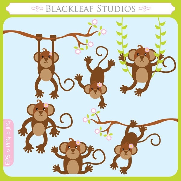 Cute Little Girl Monkey ORIGINAL digital illustration cute