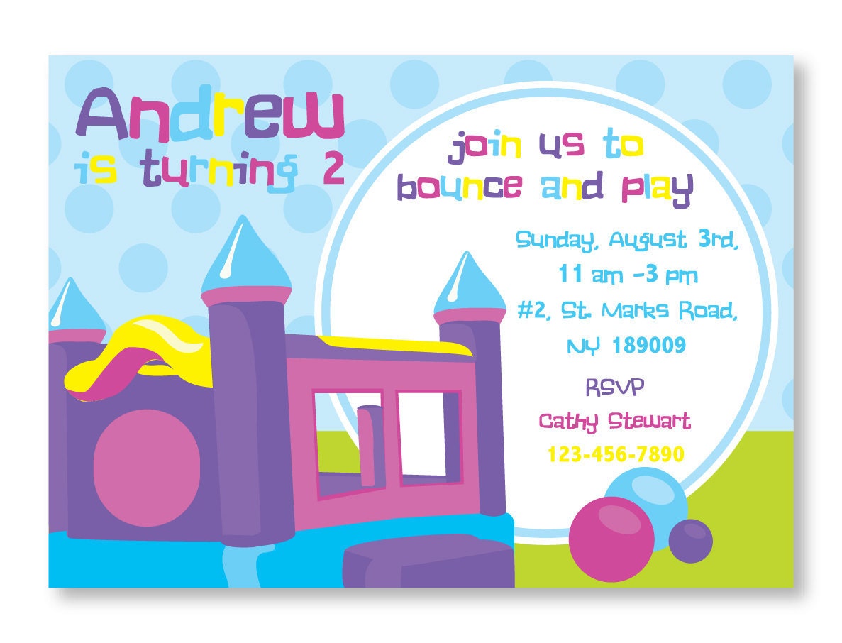 Bounce House Invitation DIY Printable 5x7 card for Baby Shower