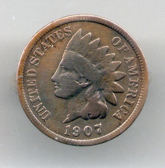 COIN RING 1907 Indian Head Penny Size 6 1/2 E-30