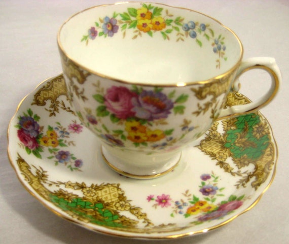 Tuscan Bone China Tea Cup and Saucer Provence Teacup blue