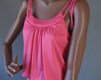 Pink 70s Vintage Blouson Sundress Dress Disco Medium