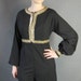 60s Jump Suit Vintage 1960s Empire Waist Palazzo Gold Trim Medium Disco