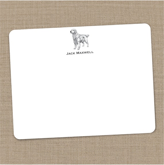 Personalized Golden Retriever Flat Notecards