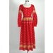 1960's Vintage Oscar de La Renta Boutique Red, Yellow White Cotton Print Floral Dress, Hippie, Bohemian, 60's, 1970's,70's