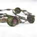 Sale-Fiber Necklace Textile Necklace in Brown and Mossy Green with Purple, Turquoise, and Caramel Disk withTube Beads