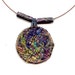 Fiber Necklace Textile Necklace Fiber Pendant Fiber Collage in Purple and Mossy Green jewelry under 25