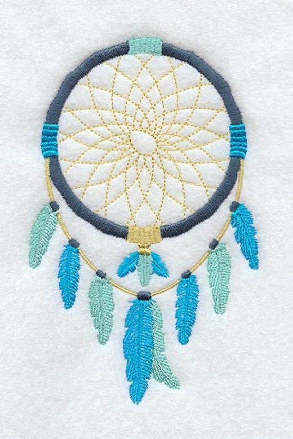 DREAM CATCHER with FEATHERS Machine Embroidered Quilt Blocks