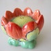 Vintage Japanese Pottery Lotus Bloom Flower Frog