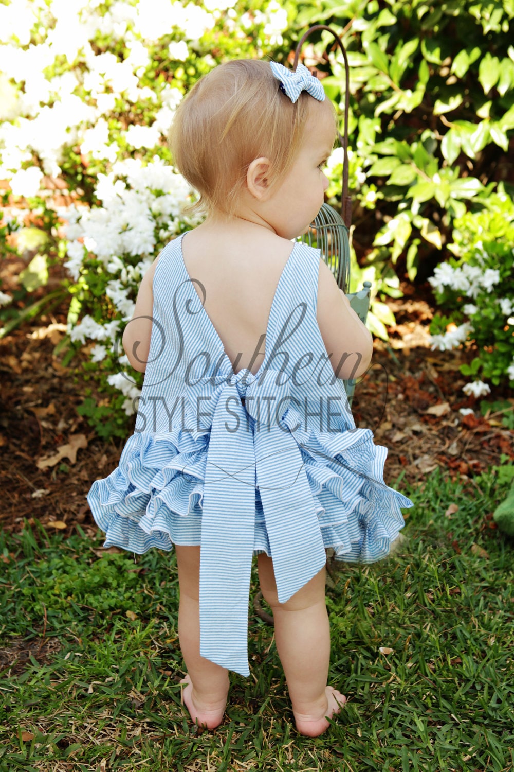 moncur ruffle neck pinafore
