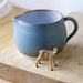 Speckled blue pottery pouring jug - handmade stoneware pitcher for milk or cream