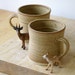 Set of two handmade tea mugs - stoneware pottery mugs glazed in natural brown