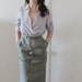 sage green high waist skirt . button down front . secretary dream .extra small