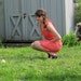 volunteer of dreams shift dress . coral pink peach frock .medium .sale