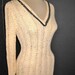 Vintage 1950s 1960s Cream and Black Beaded Sweater Dress. Medium. US Shipping Provided.