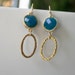 Sale Bezel set earrings, turquoise color earrings, gold hoops gold jewelry