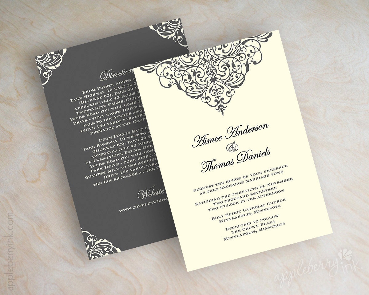 Victorian themed wedding invitations