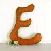 SALE -- Hanging wood letters Letter E painted sign wood sign wall sign poppy orange
