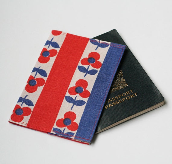 Items similar to Passport Cover, Fabric Passport Cover, Retro Floral