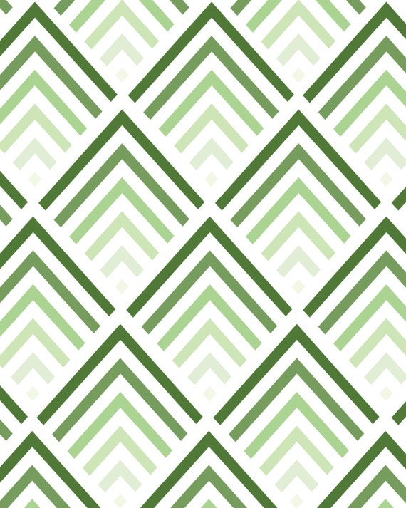 Items similar to Shades of Green Chevron Pattern 8x10 inch Art Print