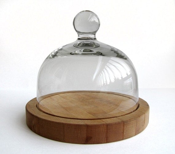 Glass Cake Dome With Wooden Base