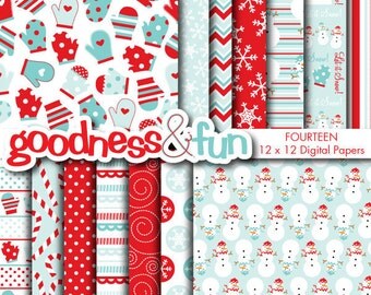 Buy 2, Get 1 FREE - Let It Snow Winter Digital Papers - Digital Winter Paper Pack - Instant Download
