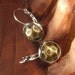 Upholstery Tack-Dangle Earrings-Antique Gold with Silver Tone Setting- Vintage-Look