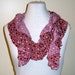 Jersey knit scarf with elastic ruffle, burgundy geometric print