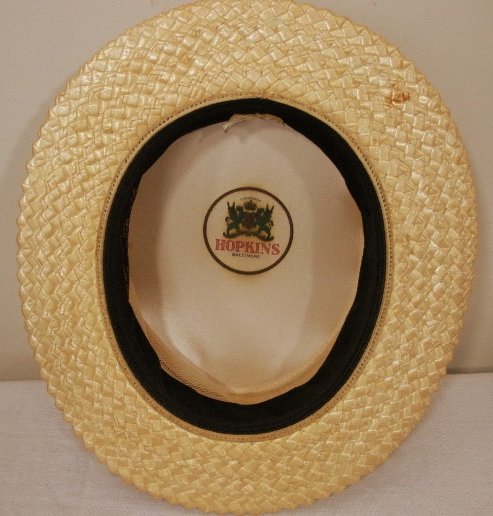 Antique Hopkins Baltimore Straw Boater Hat