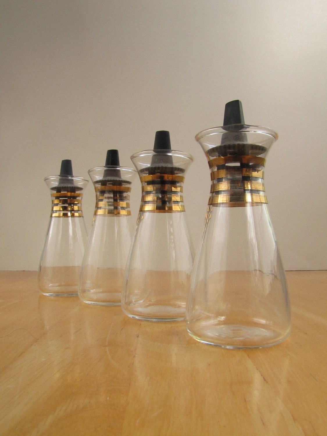 Vintage Pyrex Salt and Pepper Shakers with Gold by OldWorldCrafts