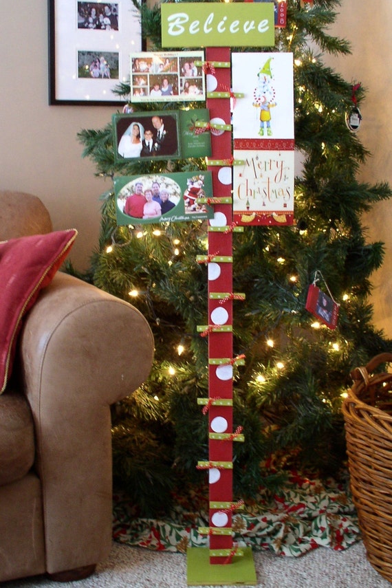 Wooden Christmas Card Display Holder with base