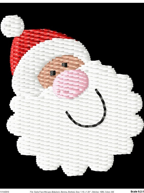 Christmas santa face machine embroidery design mini Christmas santa face machine embroidery design mini