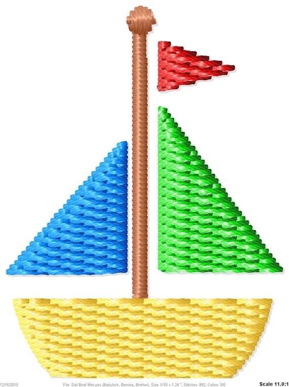 Sailboat Machine Embroidery Design Mini