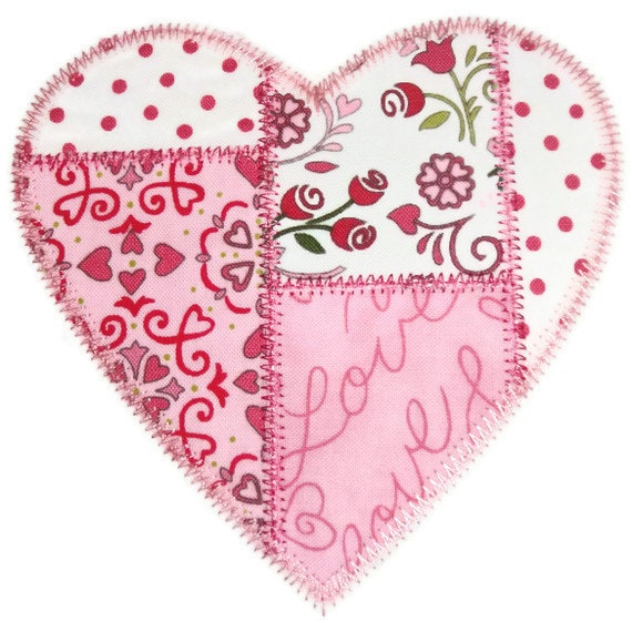 Patchwork Heart Machine Embroidery Applique Design