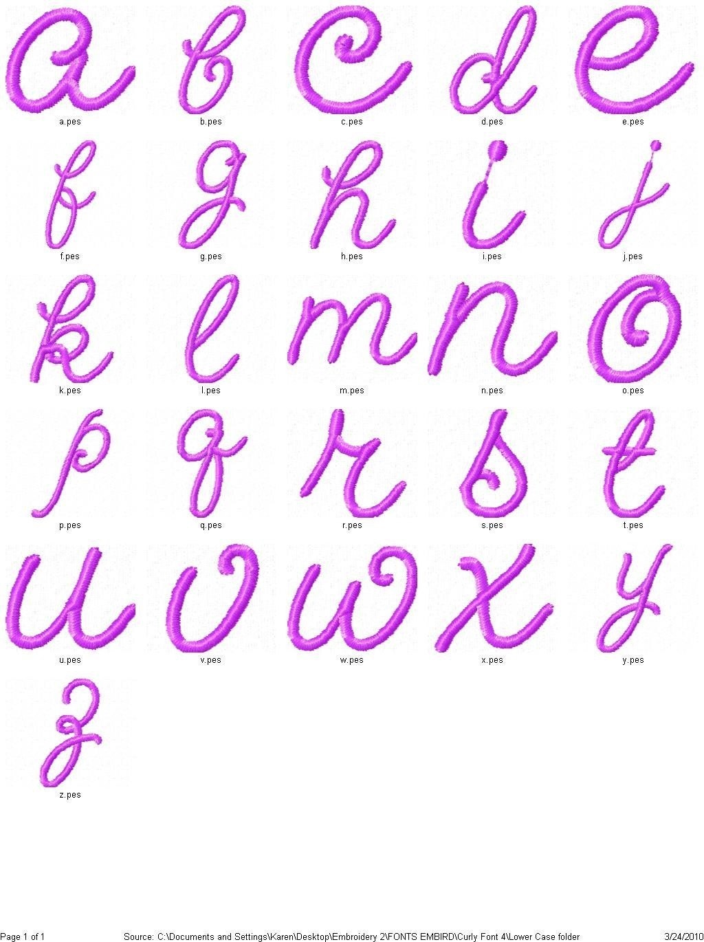 Curly Font 4 Machine Embroidery Monogram Font Design Set 3