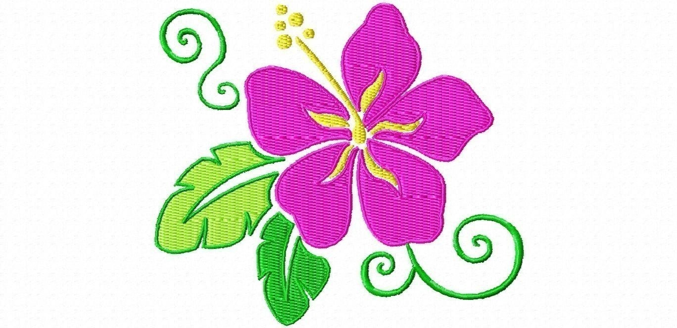 Hawaiian Flower Machine Embroidery Design Single