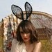 Mad hatter black lace bunny ears headband